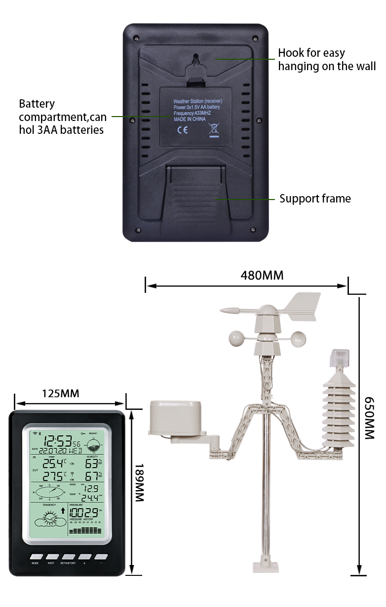 Outdoor Home Wireless Smart Weather Station With LCD Display And Weather Monitoring