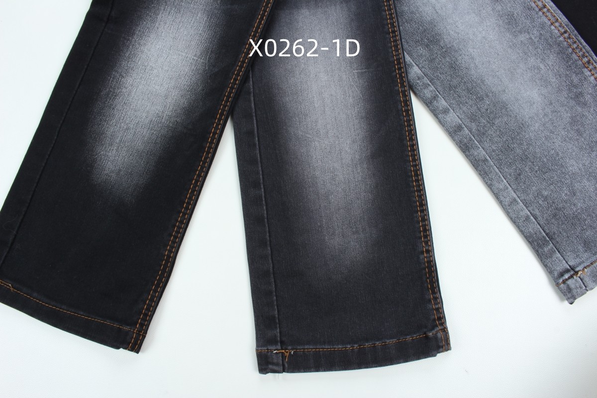 9.6 Oz Black High Stretch Satin Woven Denim Fabric For Jeans