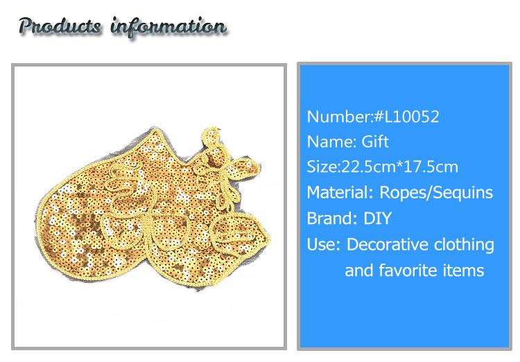Christmas Sew On Embroidered Patches Golden Well Designed Sequin Popular For Gift