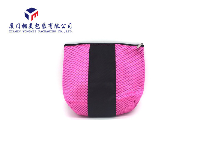 Triangle Side View Zippered Cosmetic Bag Fabric Ladies Makeup Bag Light Weight