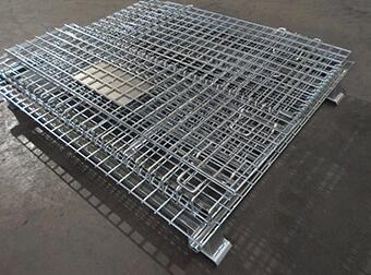 Logistics Wire Metal Pallet Cage Stackable, Collapsible Wire Mesh Containers