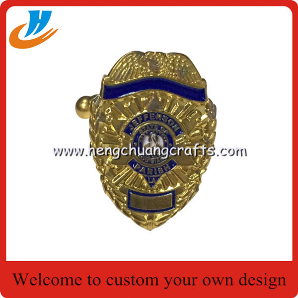 Custom fashion metal Police America cufflink gold and silver plated for wholesale