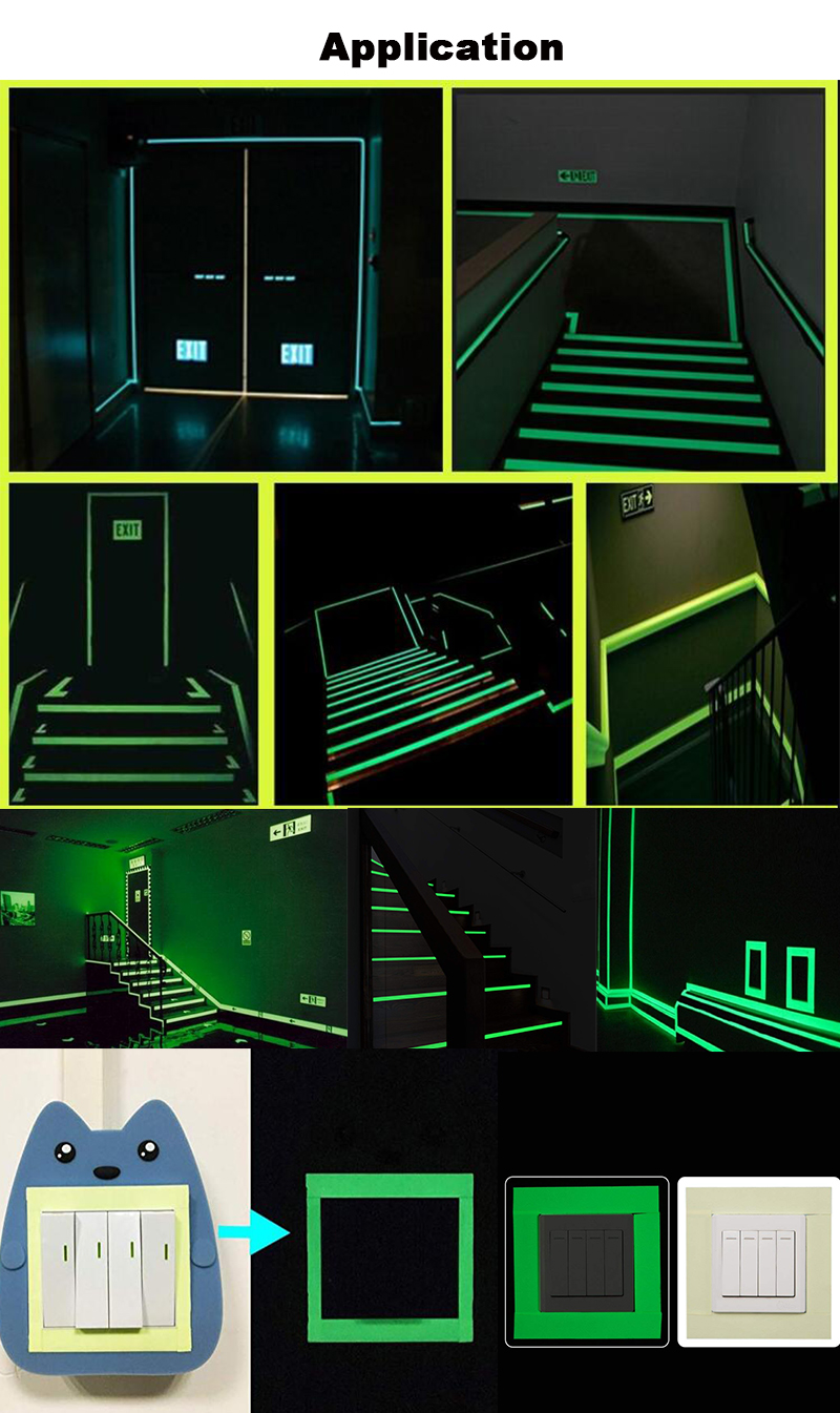 Emergency Exit Glow In The Dark Fabric Tape Floor Grip Gaffer For Skateboards