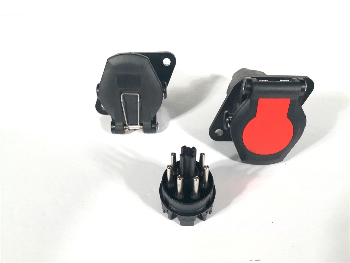 Black Trailer Plug Socket Heavy Duty 7 Pin Trailer Wiring Plug Adapter