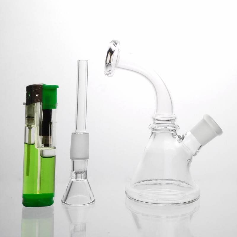 Mini Pyrex Glass Water Pipes Bongs With 14mm Joint Beaker Bong Clear Type