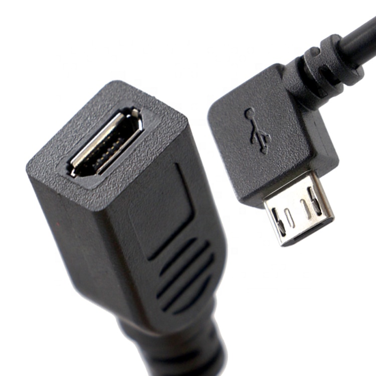 90 Degree Left Right Up Down Angle Male to Female Micro B USB 2.0 Extension Cable