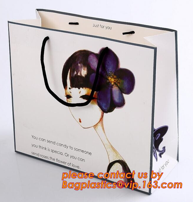 Luxury Paper Gift Bags Paper Carrier Bag Party Bag with Handles,Low Cost Ribbon Handle Gift Carrier Custom Made Design L