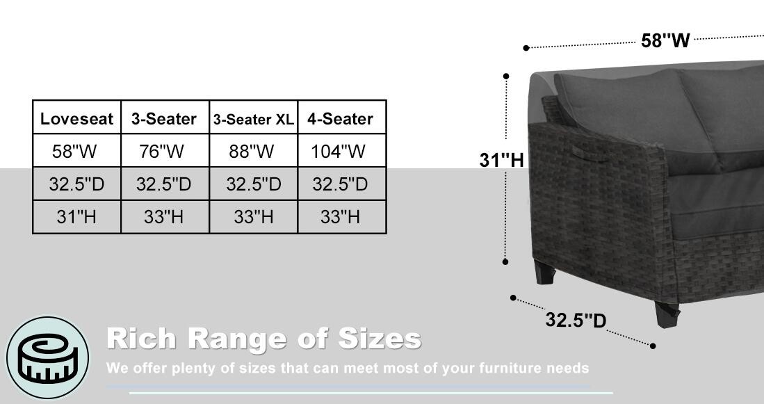 Outdoor Liners Outdoor Waterproof Patio Loveseat Couch Cover - UV Resistant Patio Sofa Furniture Covers Weatherproof