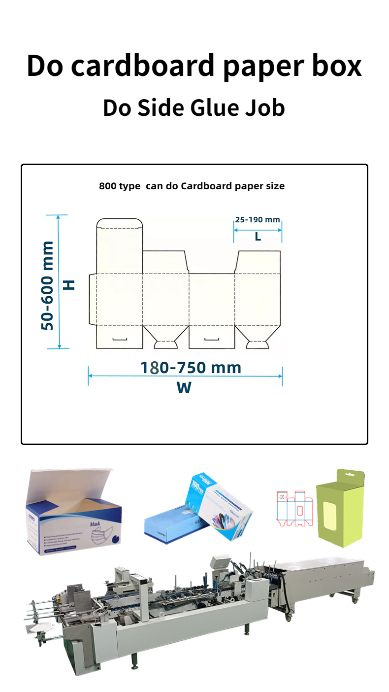 PLC Controlled CQT-800WK-1 Corrugated Paper Box Folder Gluer Machine for Box Packaging