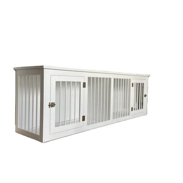 CE Wood Pet Furniture Double Door Wood Dog Crate Handmade W140*D50*H50cm