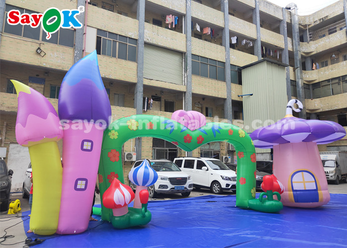 Halloween Archway Inflatable Colorful Inflatable Arch With Mushroom And Flower For Amusement Park Theme Decoration