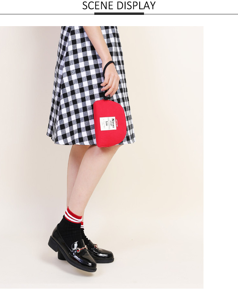 Custom Durable Canvas Print Red Pouch Makeup Cosmetic Bag Cute