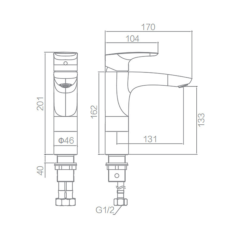 F1T9028C Brass Chrome Bathroom Sink Mixer Taps Single Handle