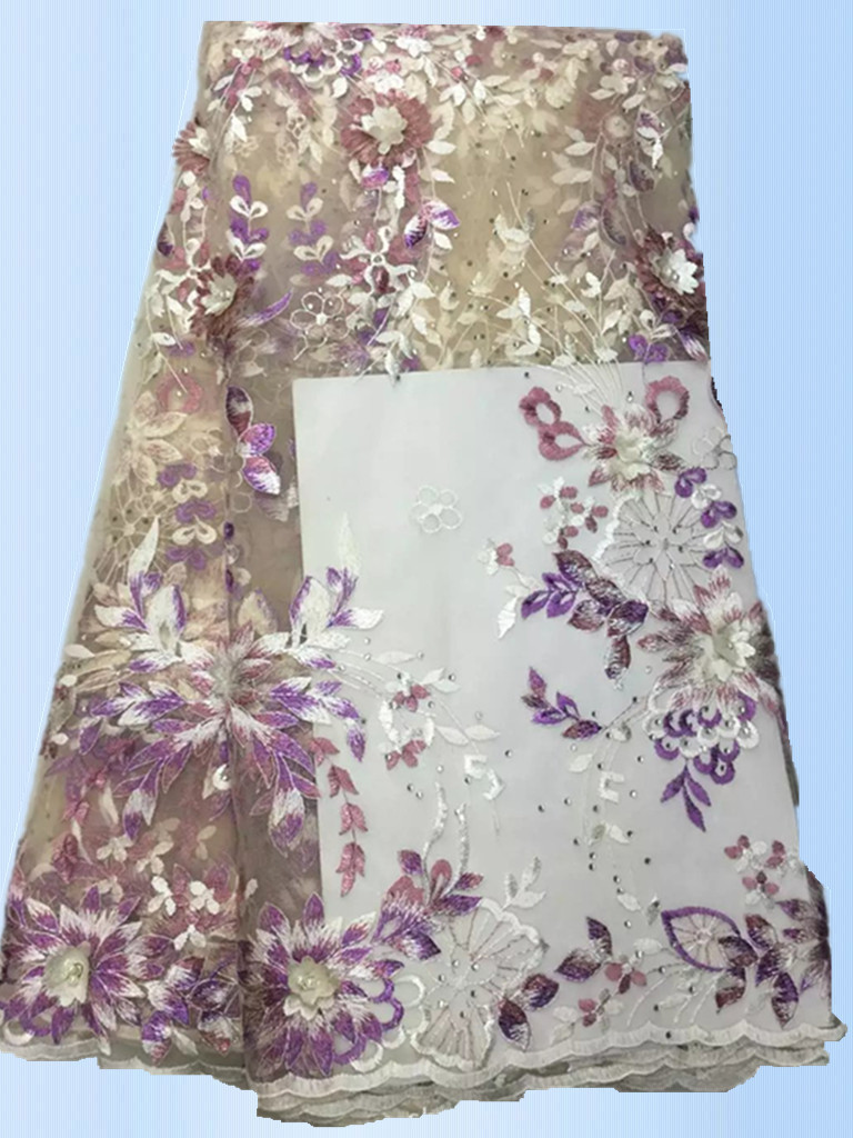 2017 High Quality Lace Tulle Styles 3D Embroidery Laces Fabric With Rhinestone with Different Color
