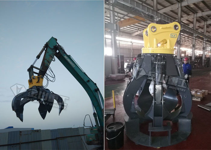 4 Tine Orange Peel Grapple Hydraulic Robust Structure Fit Hitachi ZX210 20 ton Excavator