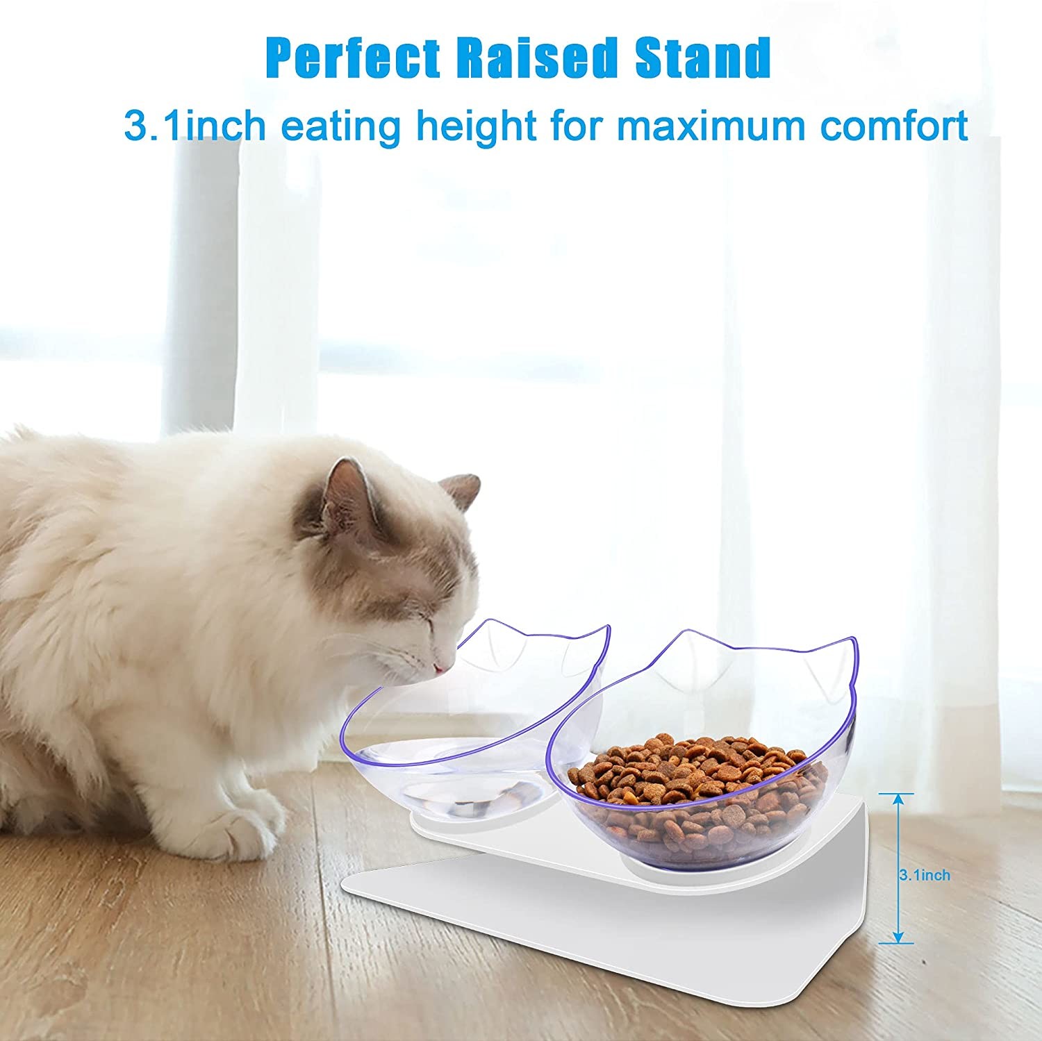 Elevated 15 Degree Tilted Raised Cat Bowls ABS Material