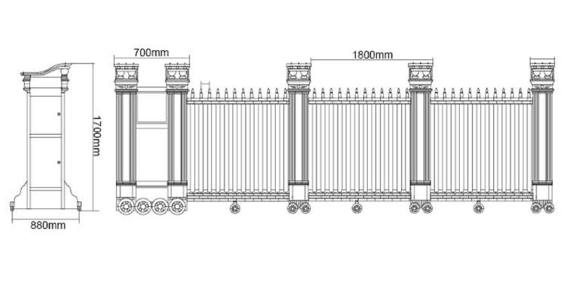 Automatic Farm Retractable Electric Gate Accordion Mian Gate For Villa