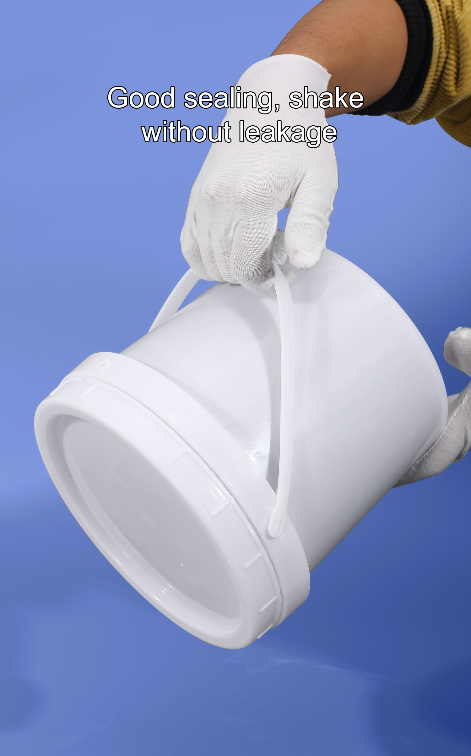 PP Plastic Bucket Iron Handle Lid for Home Food Grade Transparent White Container