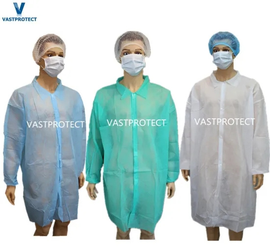 OEM Customized White Food Industry Non-Woven Visitor Lab Coat