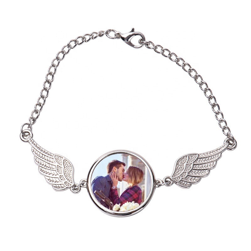 Personalized Sublimation Angel Wings Bracelet With Printable Metal Insert Creative Sublimation Souvenir Gift
