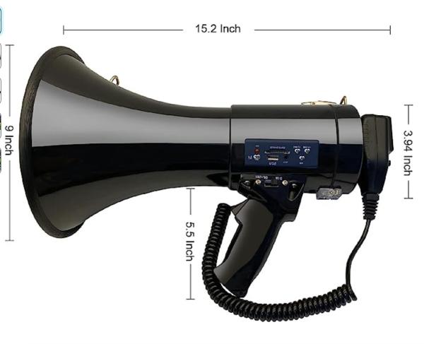 Music 50W Portable Battery Operated Bullhorn Megaphone For Transport Co