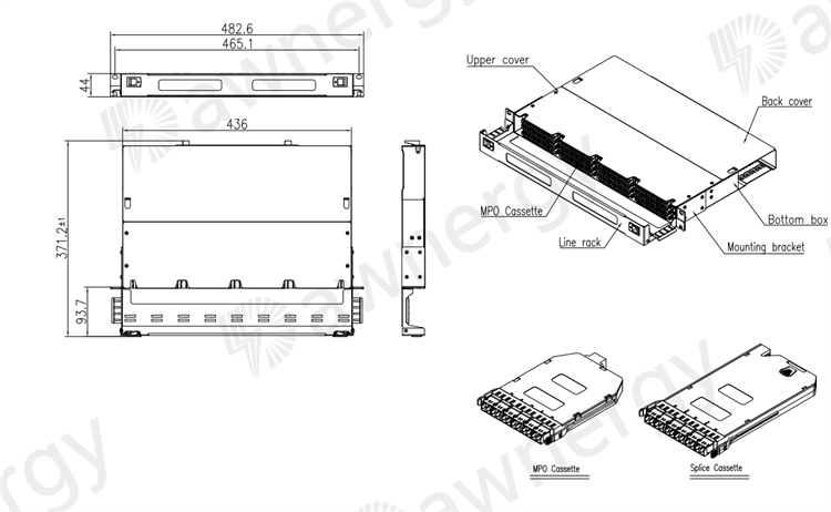 MPO Patch Panel 1U 144C Lightweight ABS