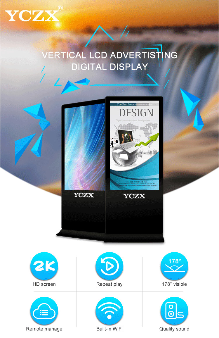 4K HD LCD Advertising Player , Smart Interactive Touch Screen Advertising Displays