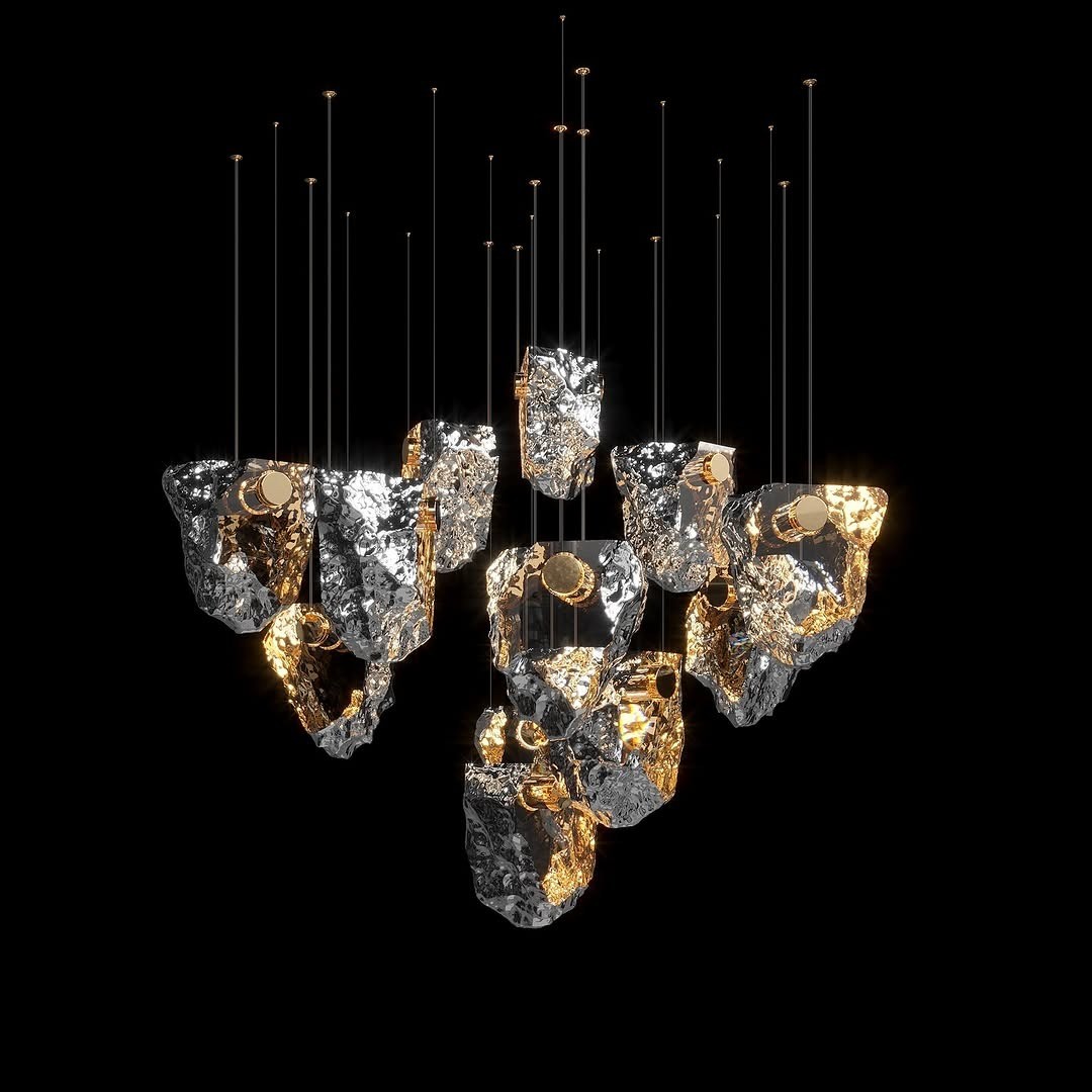 Crystal Volcanic Rocks Large Chandelier Commercial Space Hall Residential Villa