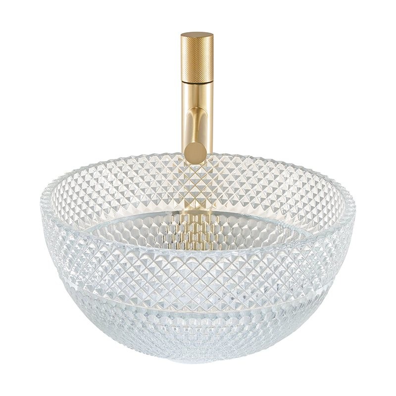 Crystal Clear Glass Vessel Basins Calathiform Bathroom Countertop Sinks