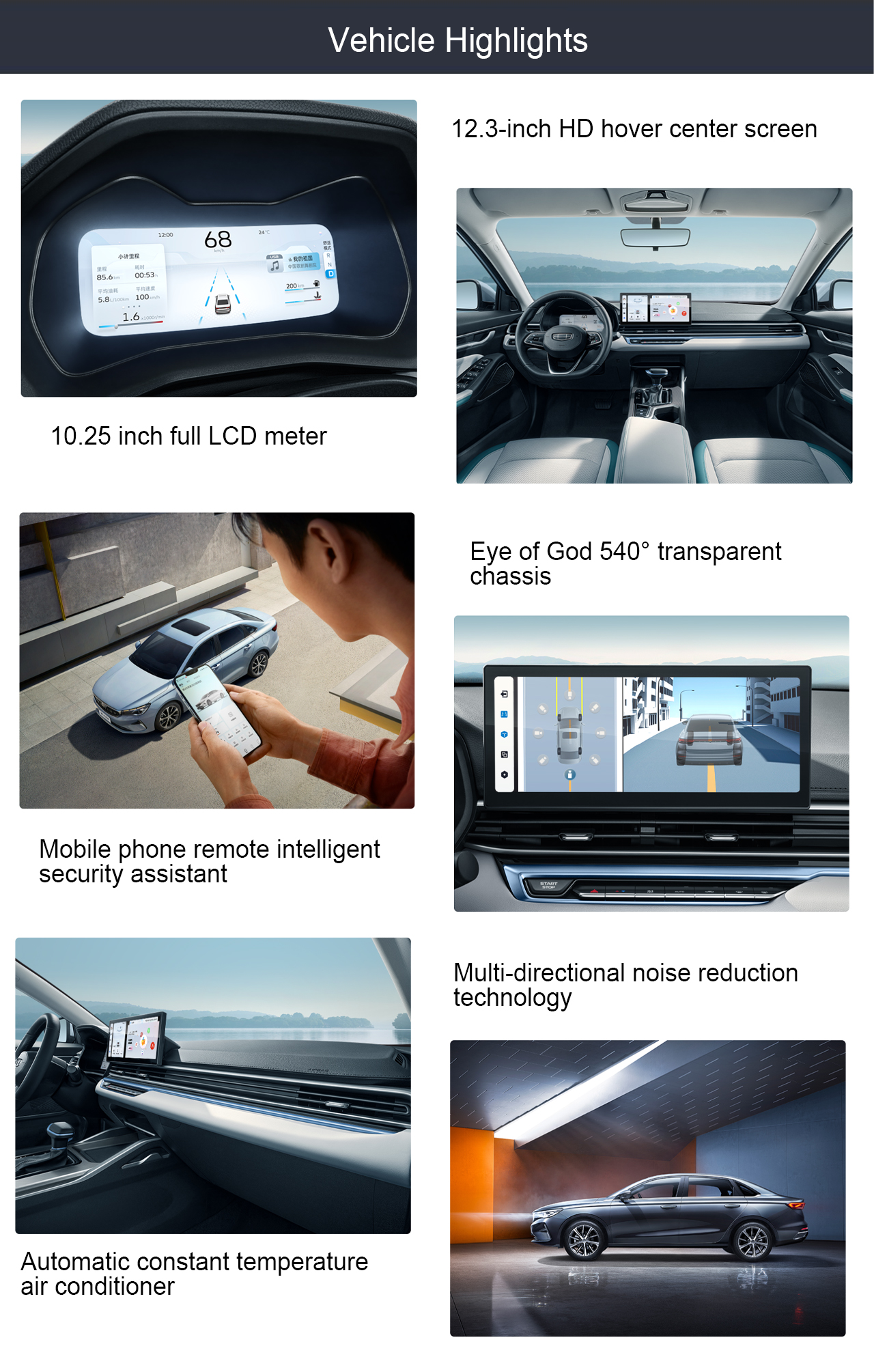 Geely Emgrand 2023 High Speed Gasoline Cars with Euro VI Emission Standard and ≤50L Fuel Tank Capacity