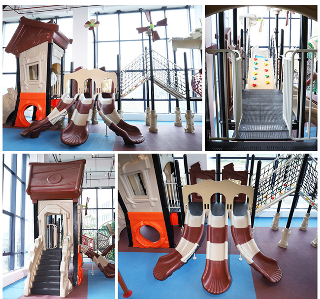 Outdoor Playground Equipment Kids Outdoor Plastic Slide With Climbing Net