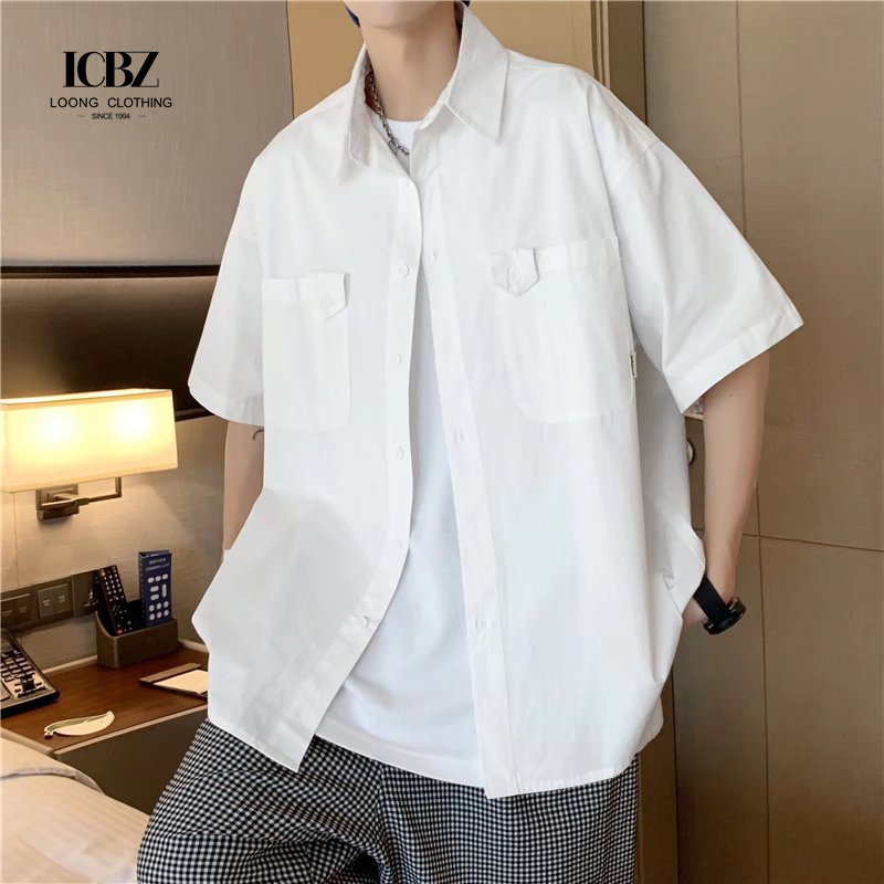 Short Sleeve Poplin Darts Men's Cotton Dress Shirts for Casual Wear Customized Design