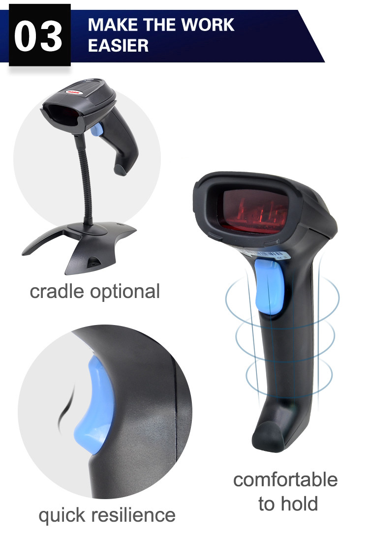 Handheld Wired POS Barcode Scanner Supermarket Checkout USB RS232 1D Bar Code Reader