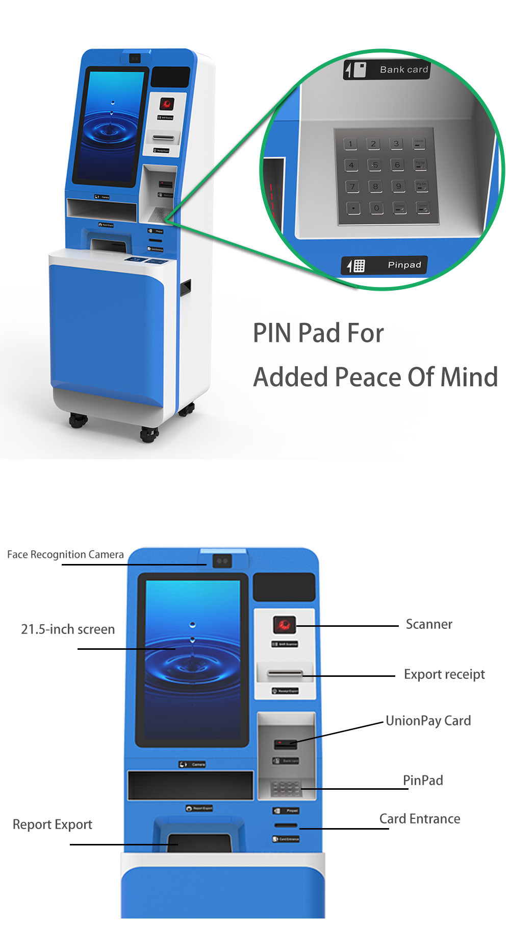21.5 Inch Touch Screen Self Payment Kiosk Qr Code Self Service Payment Kiosk Machine