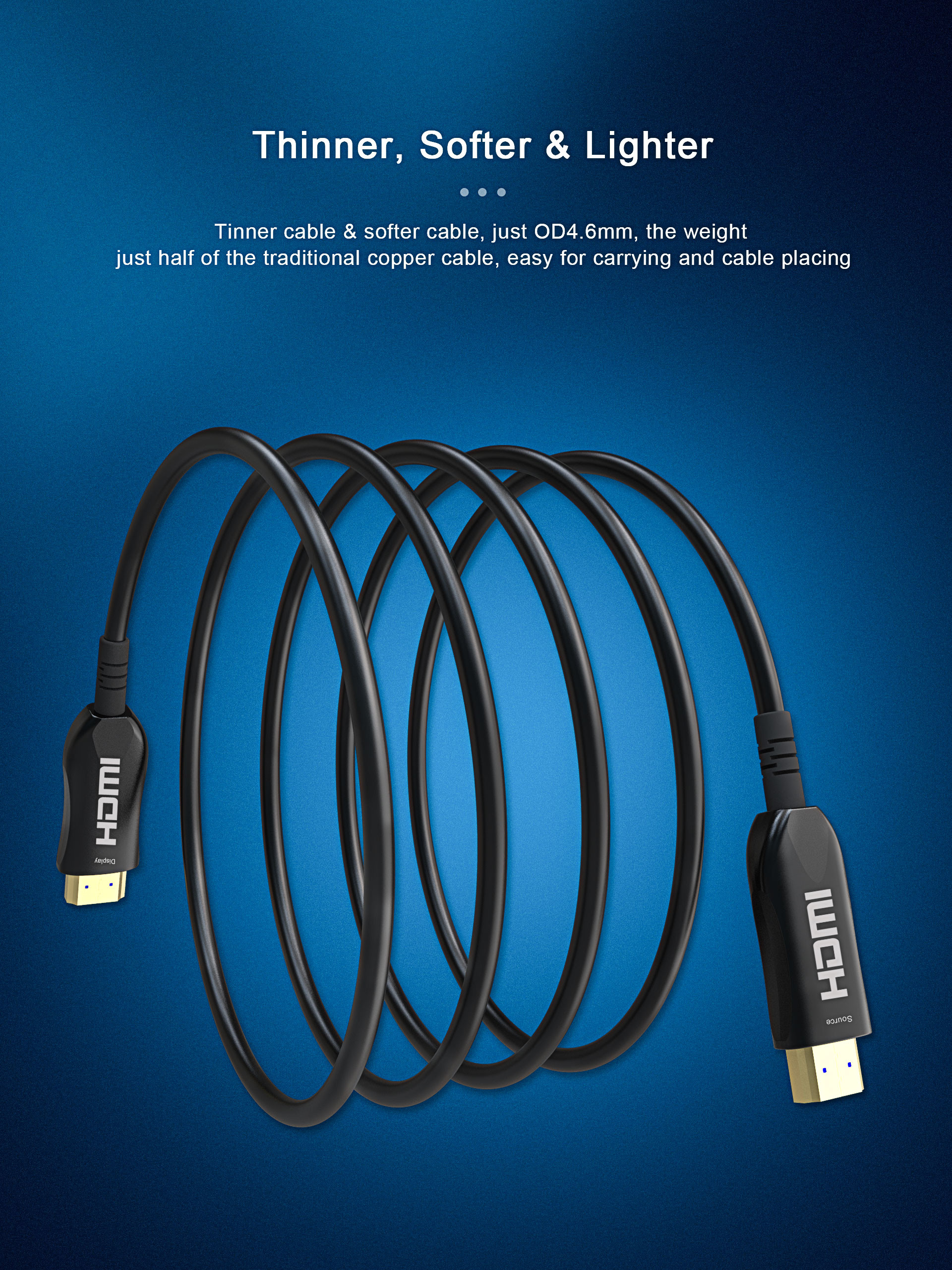 AOC 4K@60HZ HDMI Fiber Optical HDMI Cable HDR ARC HDCP2.2 4K 50ft 60Hz