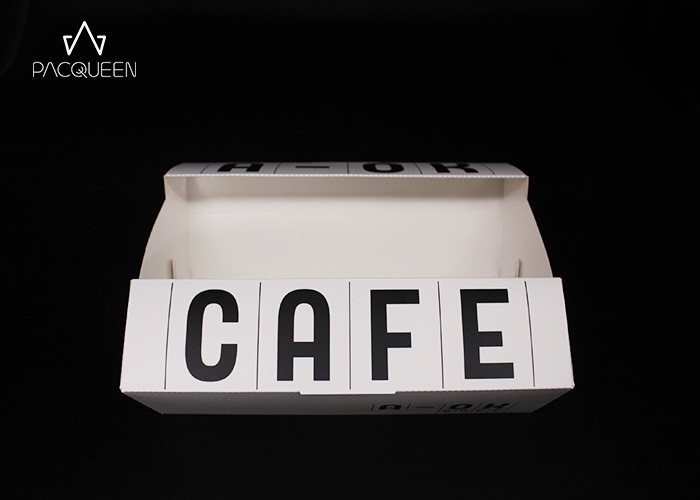 Customized White Paper Takeaway Boxes For Macaroon / Cake Gift Stacks Tightly