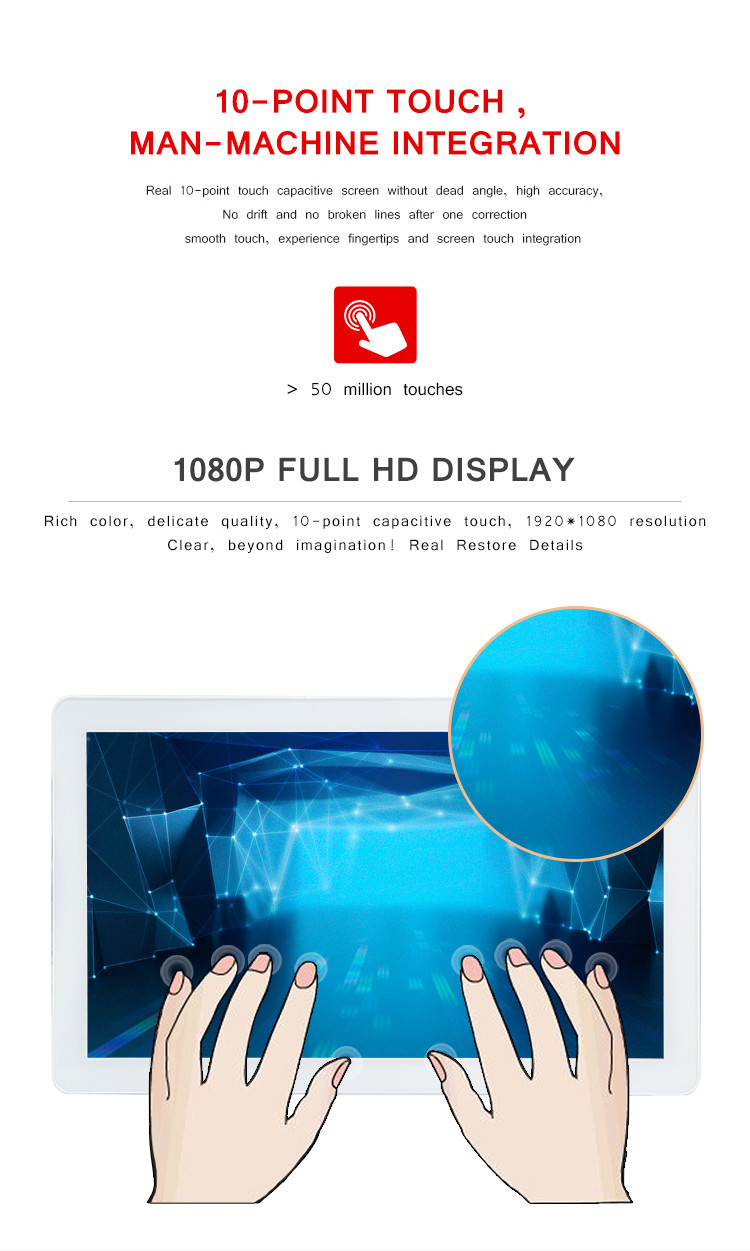 Subway Advertising 55 Inch Capacitive 10 Points Touch Screen Indoor Building Hanging Lcd Digital Signage