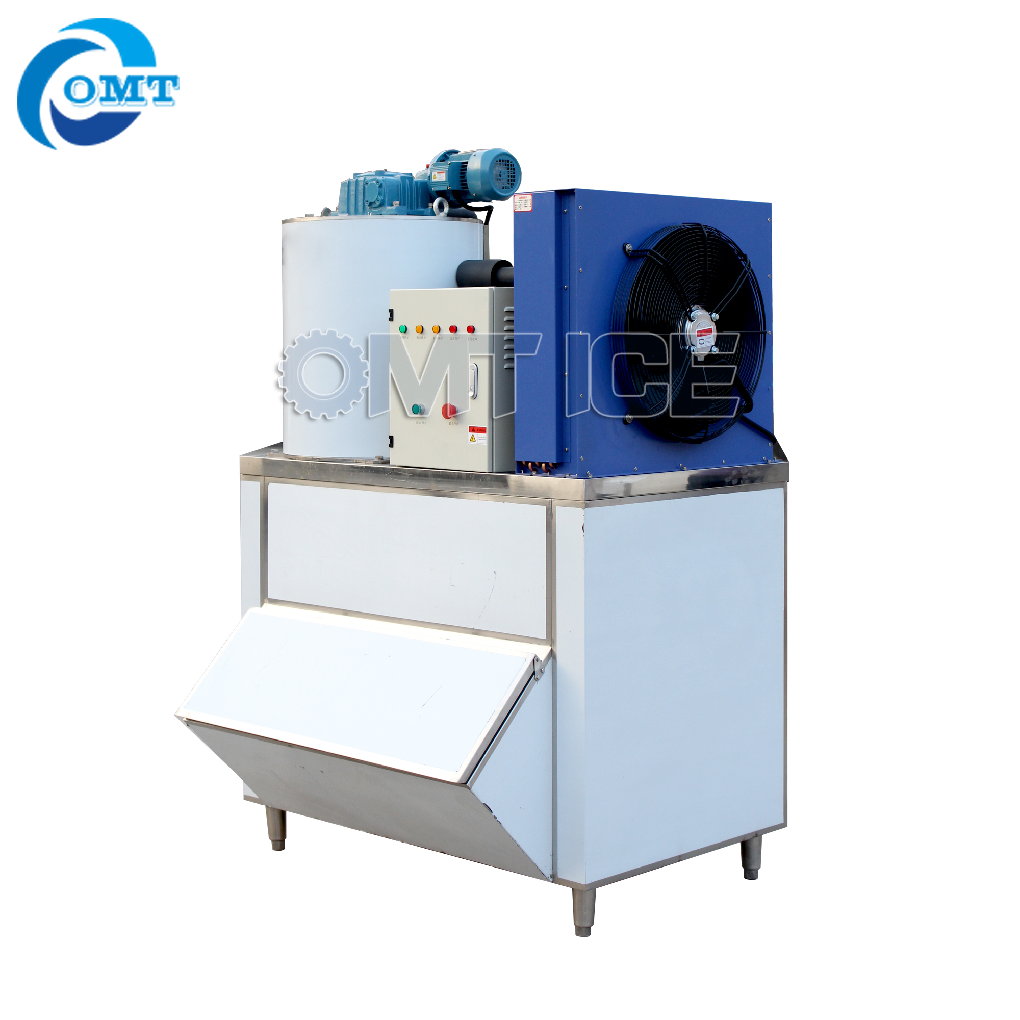 400kg Commercial Ice Flaker Machine With Ice Storage Bin And Siemens PLC Control System