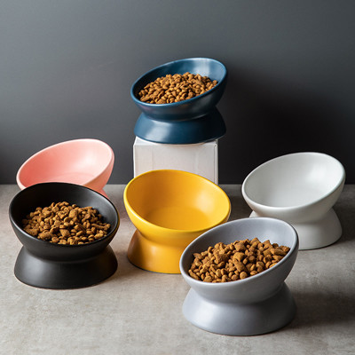 Multicolor Ceramic Raised Cat Bowls Elevated Porcelain For Pet