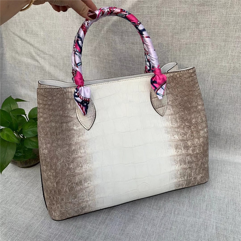 Authentic Crocodile Belly Skin Women Handbag Genuine Alligator Leather Female Scarf Totes Purse Lady Large Shoulder Bag