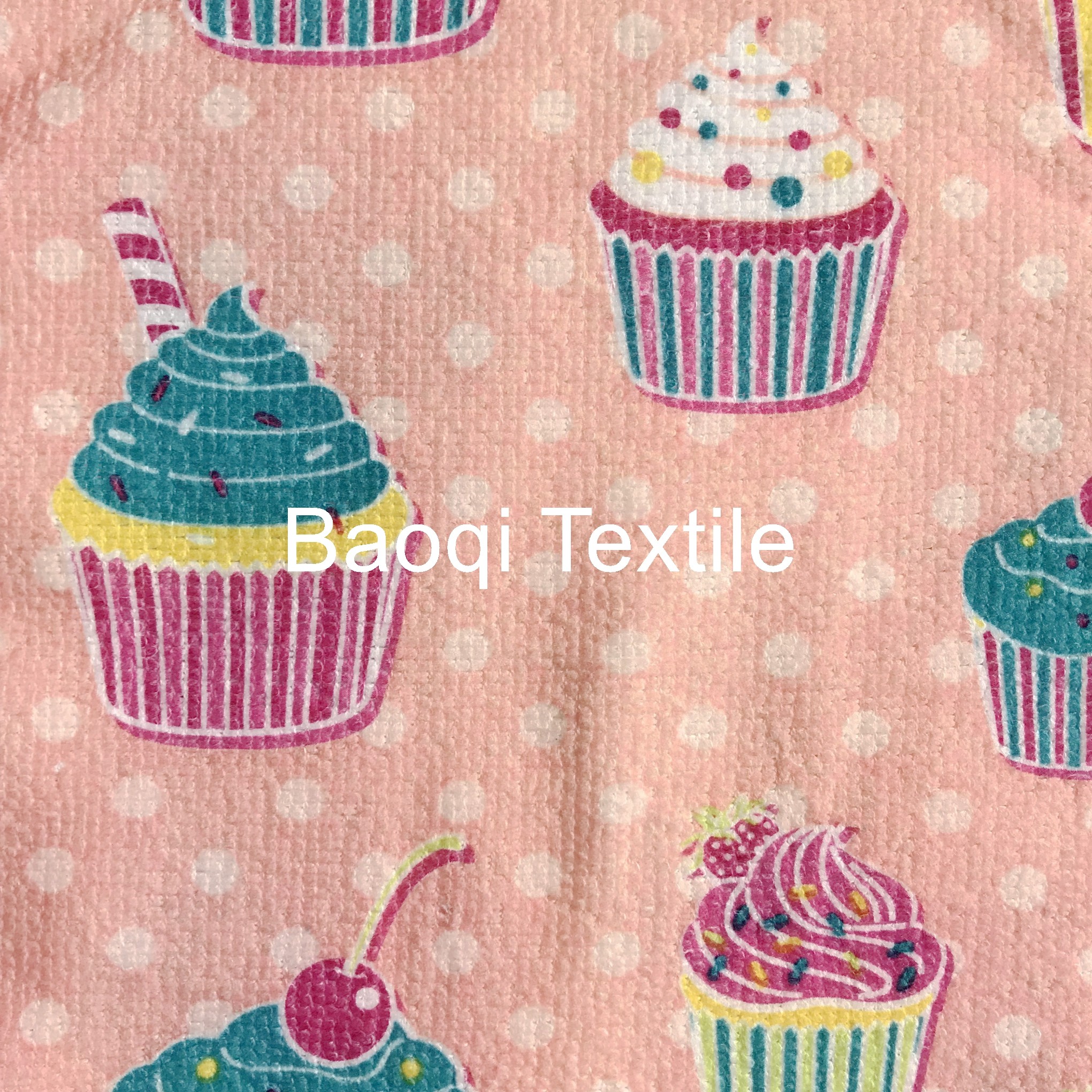 Chinese single side printed 100% poly kitchen wipes，,microfiber cake towels kitchen cleaning rags size 40cm*60cm