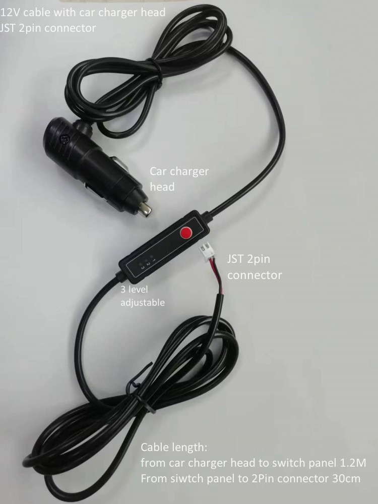 Custom Fan Switch Power Line Cable PE Jacket 1.2M JST 2Pin Bullet head