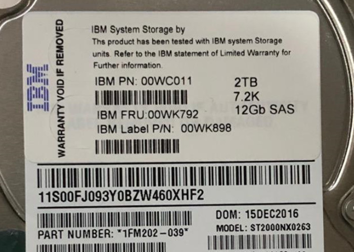 2T 7.2K SAS Server Hard Disk V3500 00WC011 00WK792