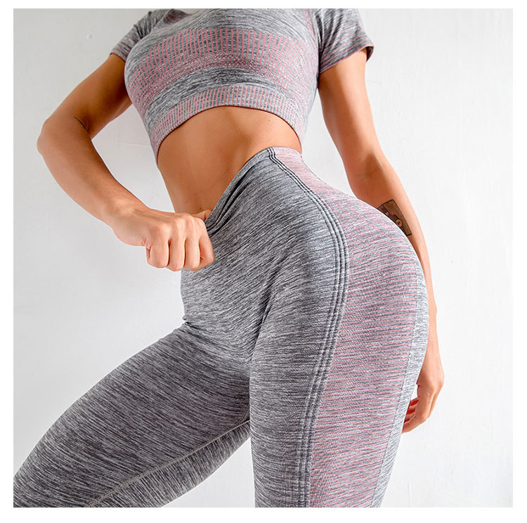 Blue Variegated Stretchable Seamless Yoga Sets Eco Sustainable Yoga Wear