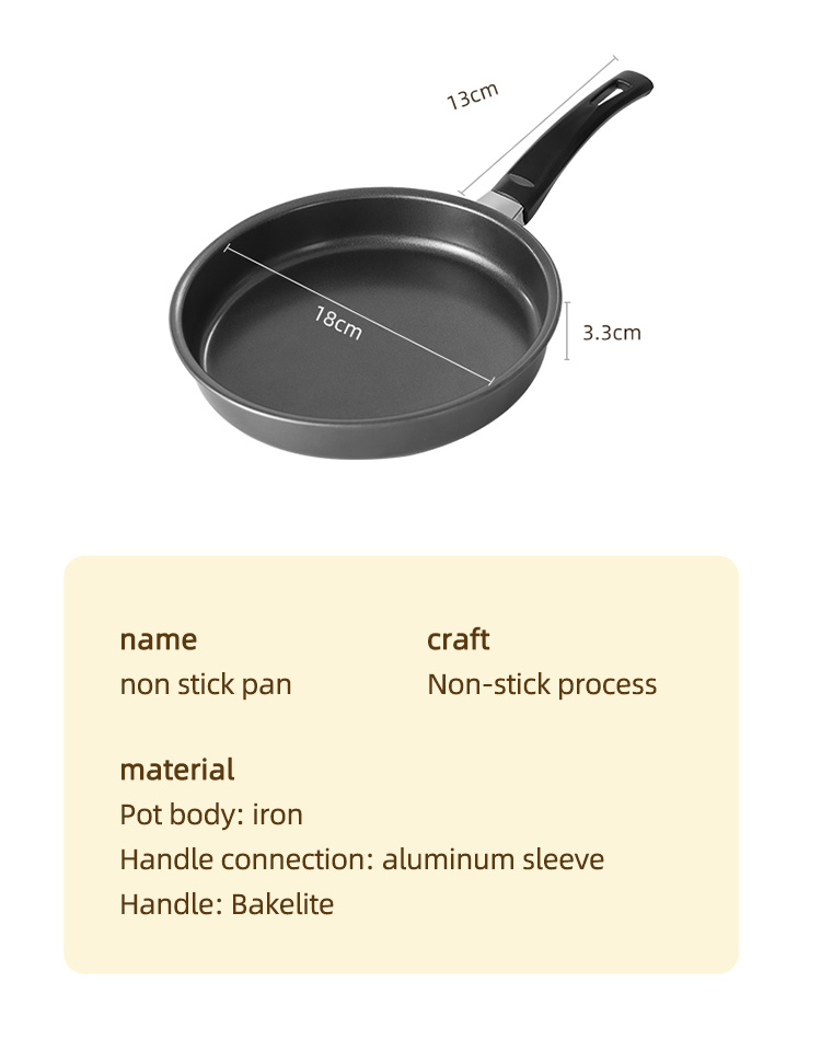 Factory Wholesale Black Steak Pan Cookware Iron Frypan Non Stick With Bakelite Handle