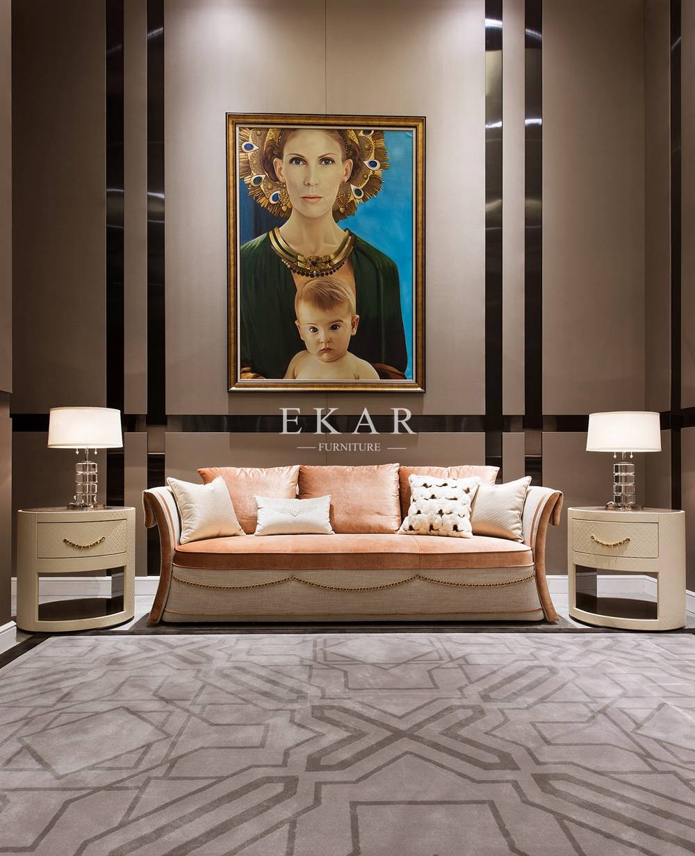 Living Room Coffee Round Leather Wooden Top High Gloss Side Table With Drawer W005H6