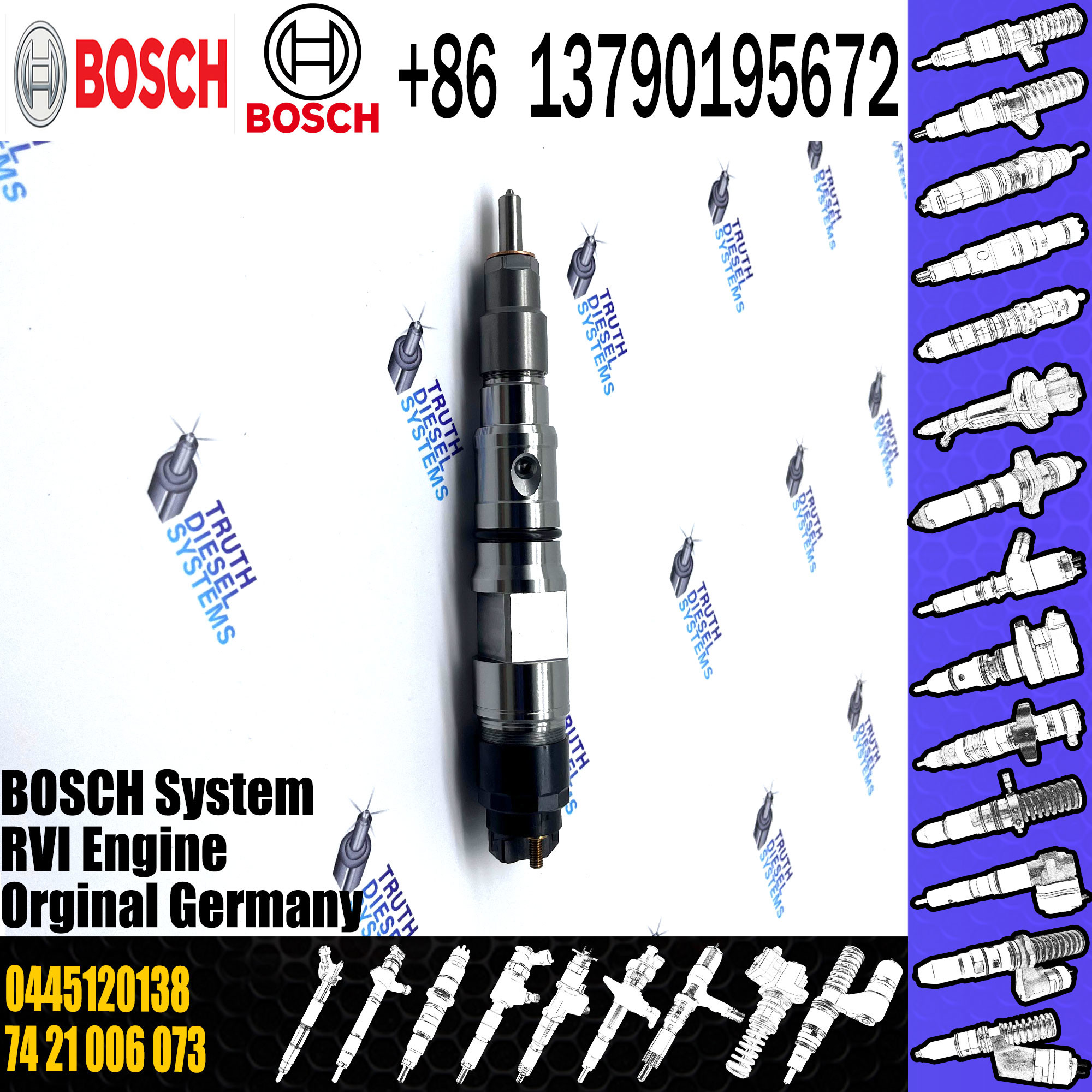 Diesel Fuel Injector Common Rail Injector 0445120138 0445120139 3801246 for Cummins