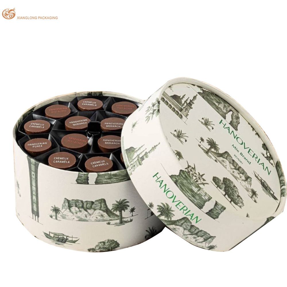 Recycle Chocolate Paper Box Round Luxury Chocolate Gift Box Packaging Logo Printed