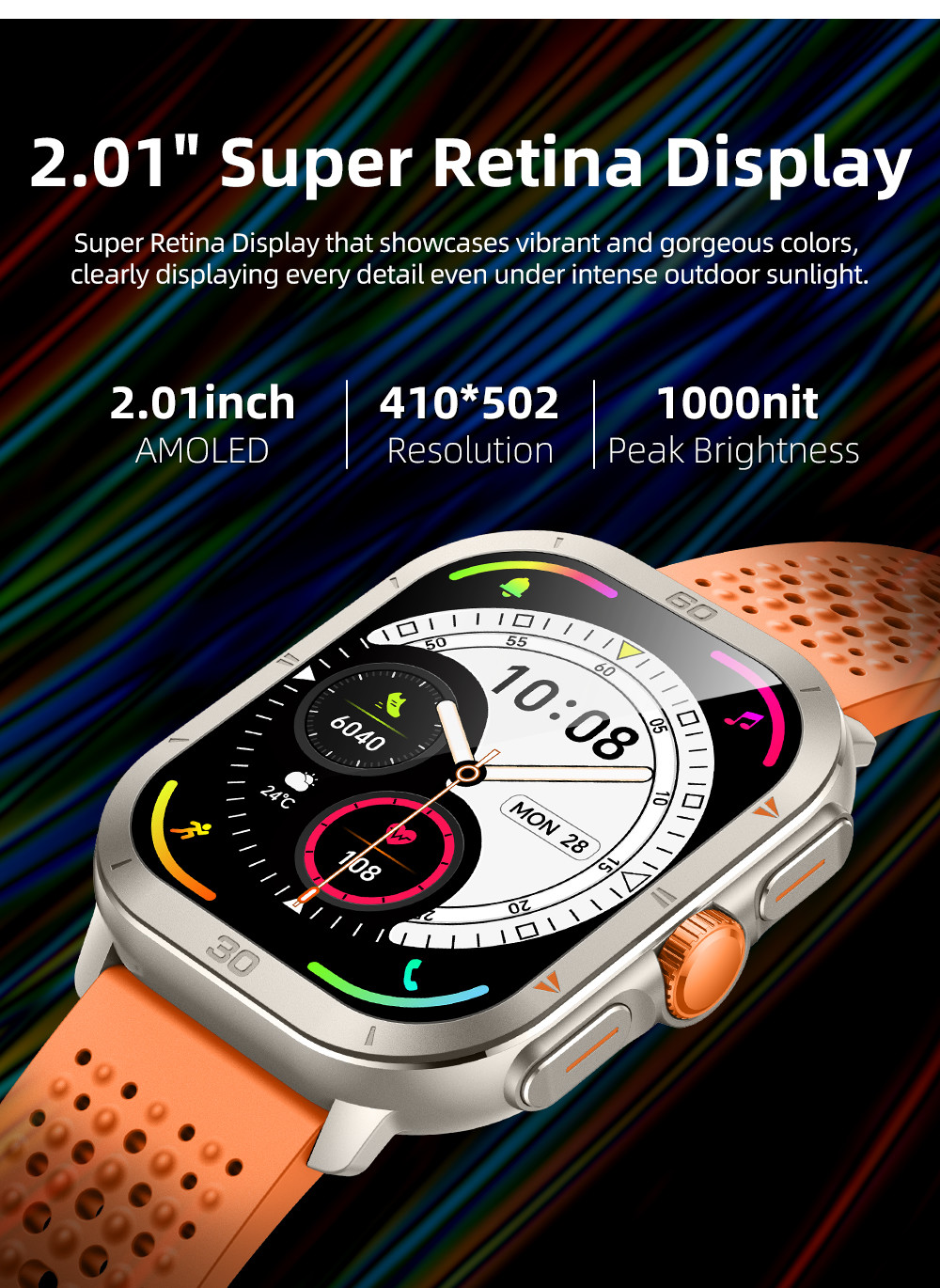 KW285 Square Shape Smart Watch Make and Receive Calls with Bluetooth Functionality and Dynamic Heart Rate Monitoring