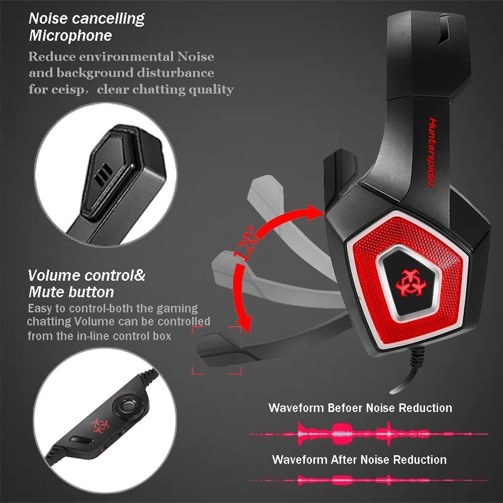PC Stereo 2.2m 117dB LED Gaming Headsets With Microphone